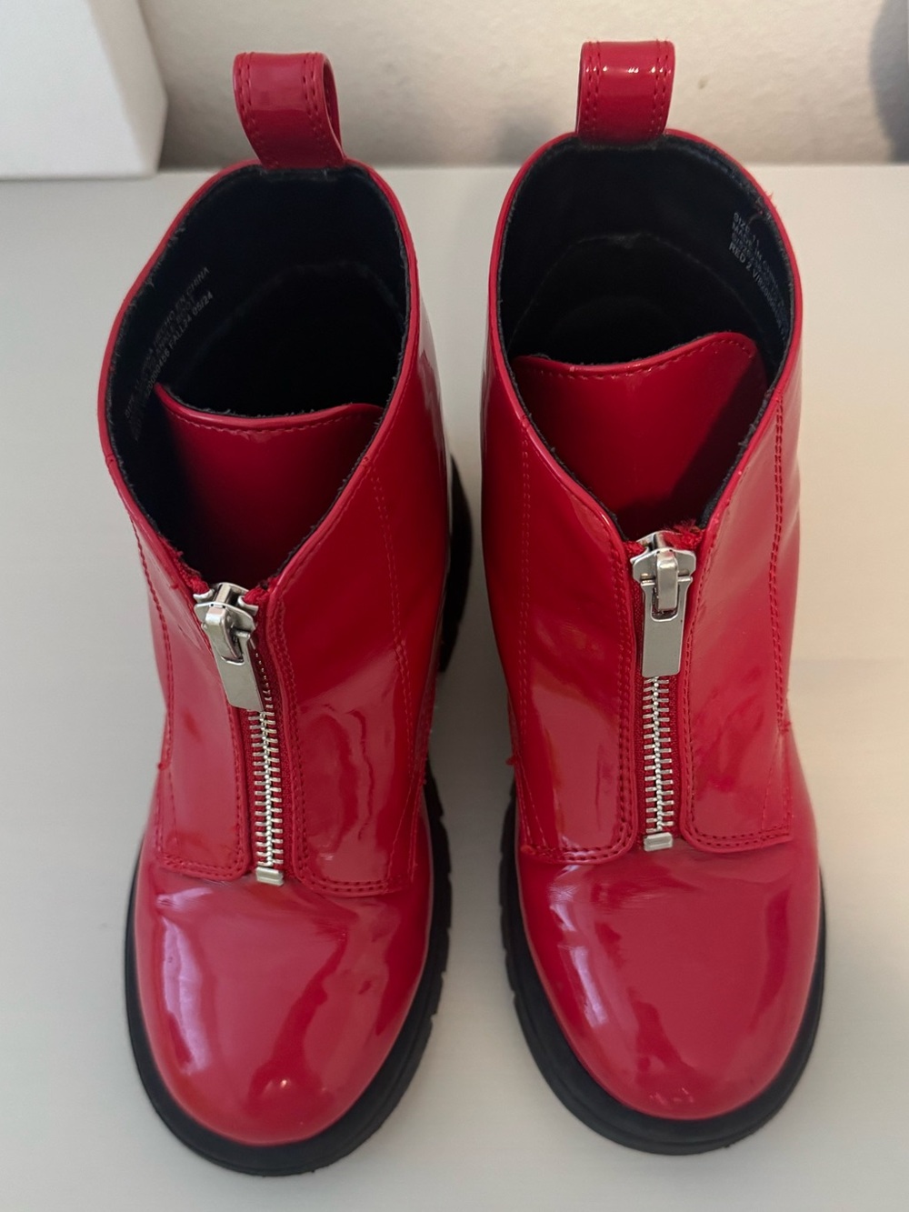 GAP Kids Red Patent Front-Zip Chelsea Boots